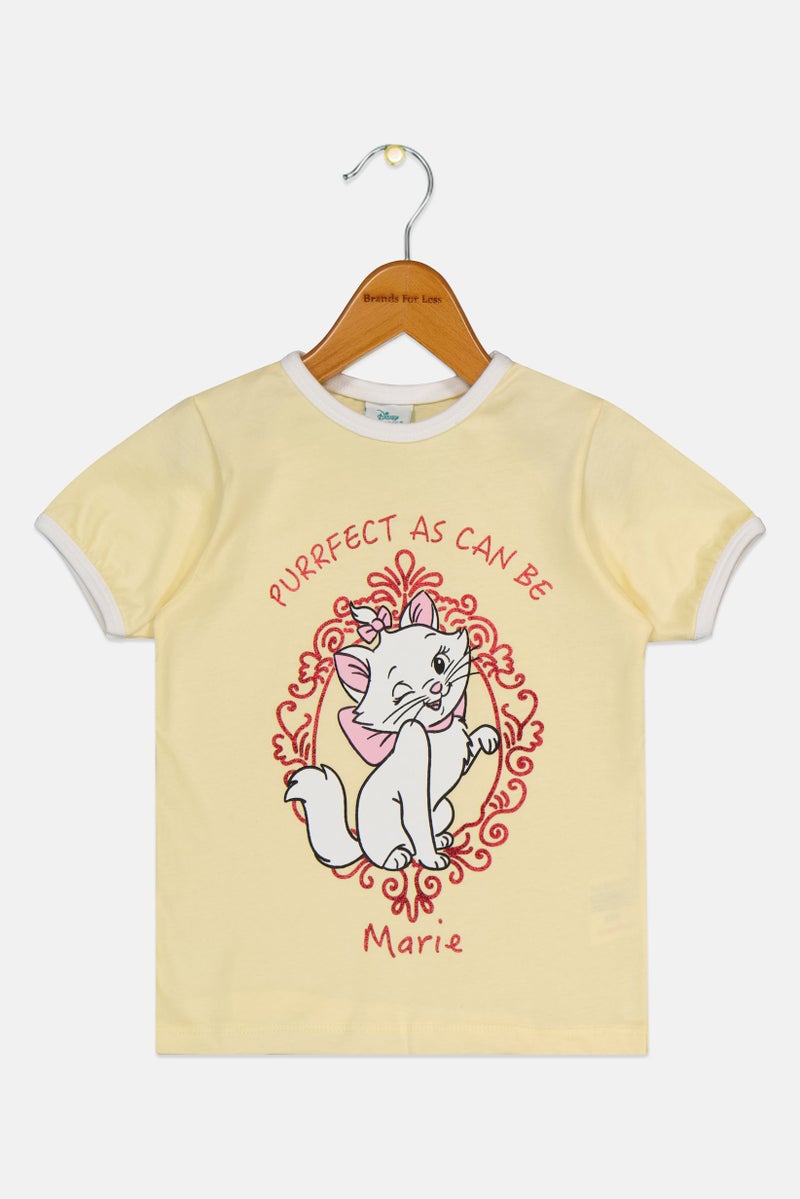 Disney Toddlers Girl Short Sleeve The Aristocats T-Shirt, Yellow - Image 3